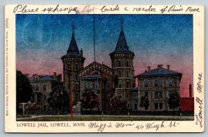 Reflective Background  Lowell Jail  Massachusetts   Postcard  1907