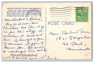 San Francisco California Postcard Chinese Fortune Teller Chinatown c1950 Vintage