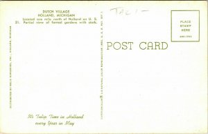 Dutch Village Holland Michigan MI Stork WB Postcard VTG UNP Unused 