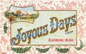 H25/ Collbran Colorado Postcard 1911 Greetings from Collbran Colo