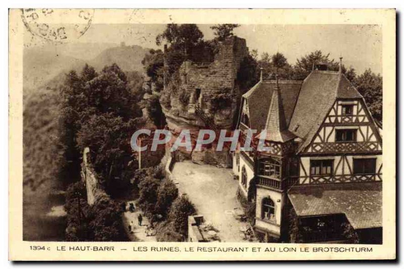 Postcard Old High Barr Ruins Restaurant and Far Brotschturm