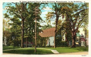 Vintage Postcard St. James Episcopal Church Great Barrington Berkshires MA