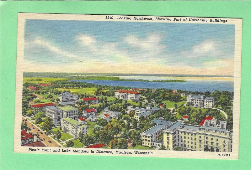 Picnic Point and Lake Mendoto in distance, Madison, Wisconsin, linen