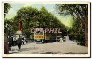 Postcard Old Subway Entrance Public Garden Boston Mass Metro Tram