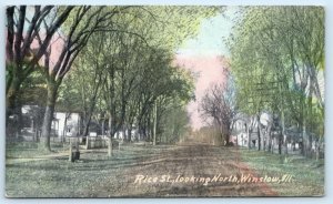 WINSLOW, Illinois IL ~ RICE STREET Scene c1910s Stephenson County Postcard