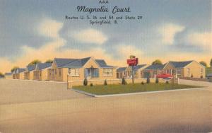 Springfield Illinois Magnolia Court Street View Antique Postcard K42889