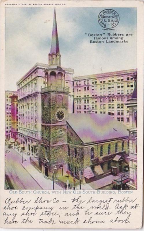 Massachusetts Boston Old South Church With New Old South Building 1907