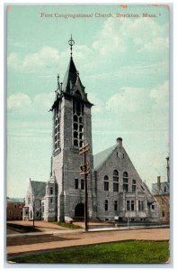 c1910 First Congregational Church Chapel Brockton Massachusetts Vintage Postcard