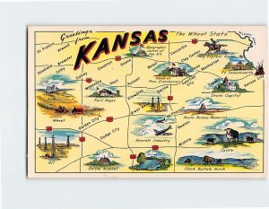 Postcard The Wheat State Greetings from Kansas USA