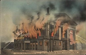 Fonda NY Hotel Roy Buring Fire 1909 Postcard