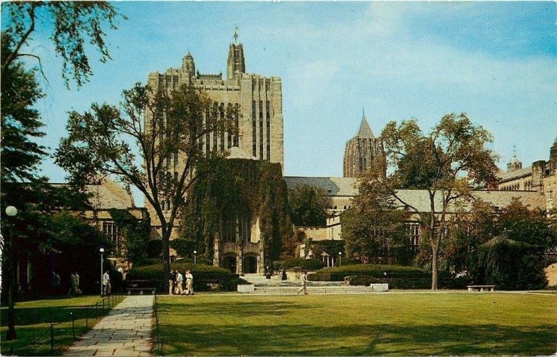 New Haven Connecticut~Yale University~Sterling Memorial Library~1950s Postcard