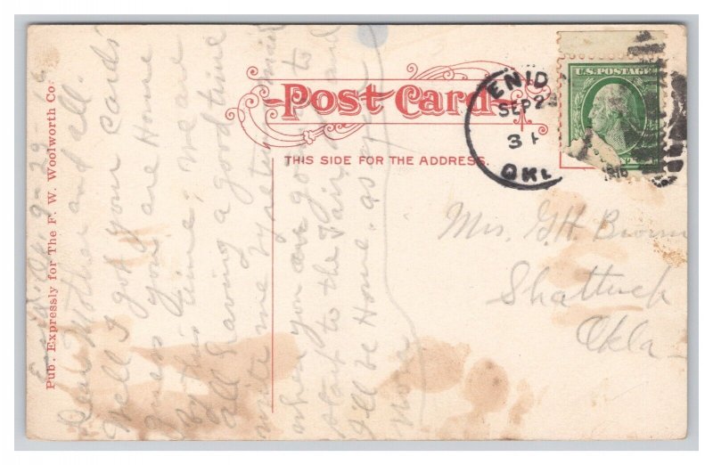 Topeka Kansas Assumption Church & Parochial School Postcard c1916 Postmark