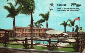 San Diego California, College Travel Lodge El Cajon Boulevard Vintage Postcard