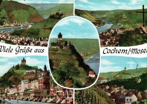 VINTAGE CONTINENTAL SIZE POSTCARD FINE GREETINGS FROM COCHEM / MOSEL GERMANY