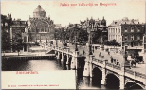 Netherlands Amsterdam Paleis Voor Volksvlijt en Hoogesluis Vintage Postcard C091