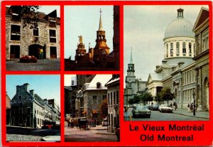 CONTINENTAL SIZE POSTCARD MULTIPLE VIEWS OF OLD MONTREAL CANADA