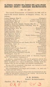 Steelton Pennsylvania~Dauphin County Teachers Examinations~RM McNeal~1888 Postal 