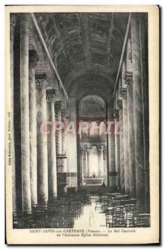 Old Postcard Saint Savin Sur Gartempe The Central Nave From & # 39Ancienne Ab...