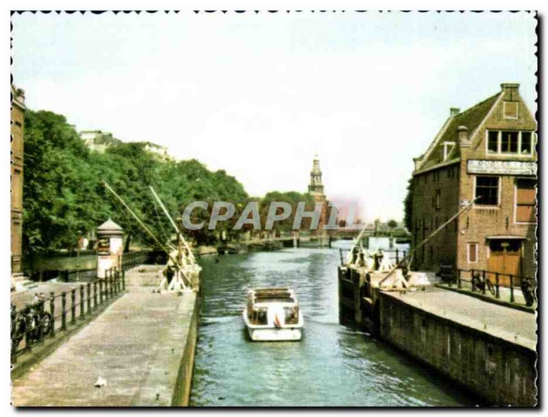 Postcard Modern Amsterdam Sint Anthonie sluiz Locks Lock Schleuse