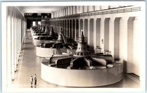 RPPC  BONNEVILLE DAM, OR-WA  Columbia River  POWERHOUSE Interior c1950s Postcard