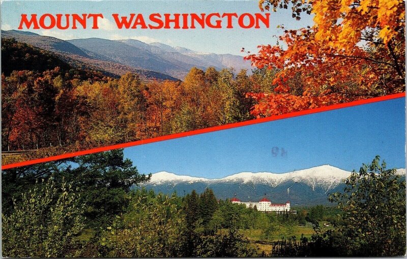 Mount Washington Dual View New Hampshire Postcard PM Portsmouth NH Cancel WOB 