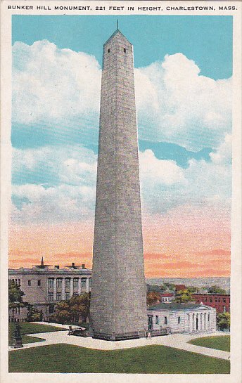 Massachusetts Charlestown Bunker Hill Monument 221 Feet In Height