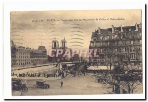 Paris (4th) Old Postcard Panorama to the Police Headquarters and Notre Dame