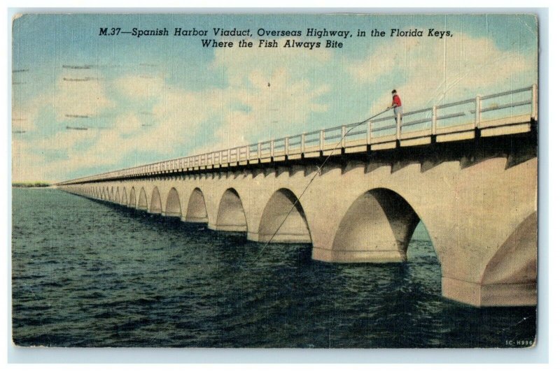 1957 Spanish Harbor Overseas Highway Key West Florida FL Viaduct Postcard 