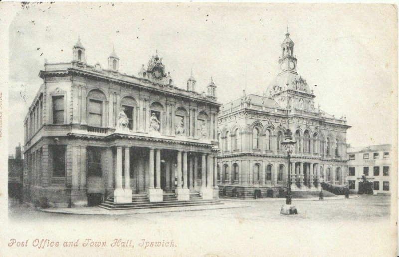 Suffolk Postcard - Post Office and Town Hall - Ipswich - Ref ZZ3887