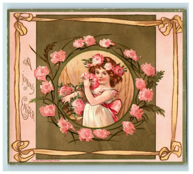 1880's Fab Graphical Victorian Easter Adorable Girl #2 7A