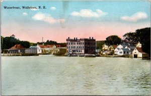 View of Buildings on Waterfront, Wolfeboro NH c1910s Vintage Postcard T41