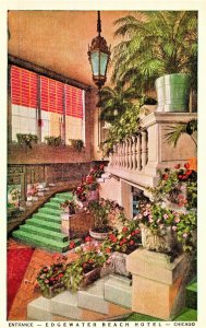 VINTAGE POSTCARD EDGEWATER BEACH HOTEL CHICAGO MINT WHITE BORDER CARD