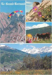 Modern Postcard Grand Bornand in 1000 alt 2100m (Haute Savoie France) Paragli...