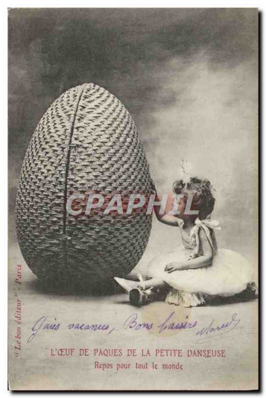 Old Postcard L & # 39oeuf Easter Rest of the little dancer for everyone