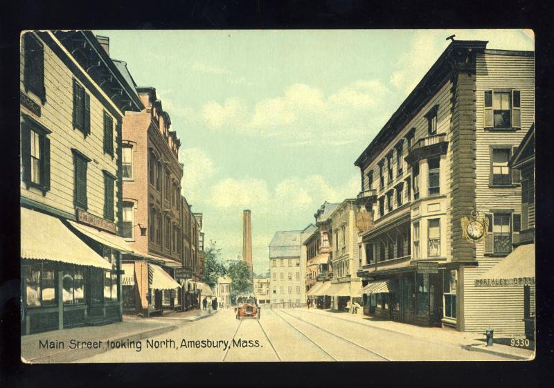 Amesbury, Massachusetts/MA/Mass Postcard, Main Street Looking North