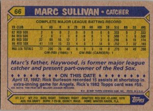 1987 Topps Baseball Card Marc Sullivan Boston Red Sox sk3125