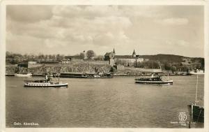 RPPC Postcard Oslo Akershus Bay and Fortress Norway