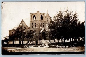 Brookings South Dakota SD Postcard RPPC Photo Catholic Church 1912 Antique