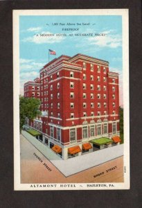 PA Altamont Hotel Church & Broad St Hazleton Penn Pennsylvania Postcard