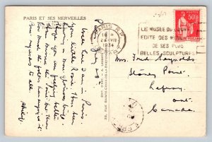 RPPC  1934  Eiffel Tower  Paris  France    Postcard