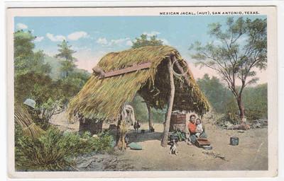 Mexican Jacal Hut San Antonio Texas 1920c postcard