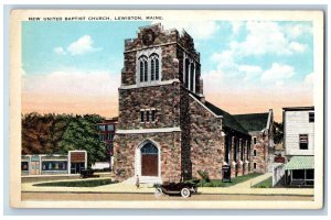 Lewiston Maine Postcard New United Baptist Church Exterior c1920 Vintage Antique