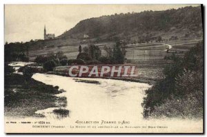 Old Postcard Domremy The Meuse and in the background the Basilica of Bois Chenu