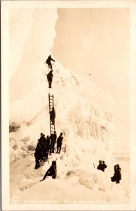 Real Photo Postcard Climbing Gibraltar at Mount Rainier National Park Washington