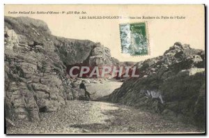 Old Postcard Les Sables D & # 39Olonne In The Rocks From Hole From I & # 39Enfer