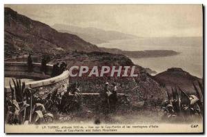 Old Postcard La Turbie elevation view of the Cap Martin and lTALY of fixtures