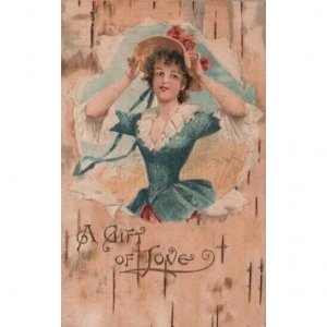 Valentine Victorian Era Postcard Posted 1906 Embossed A Gift Of Love