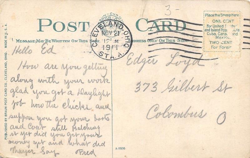 Cleveland Ohio~Gordon Park Boating~Weeping Willow Trees~1911 Postcard