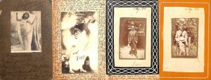Lot of 4 vintage postcards ladies & men portraits photography social history 