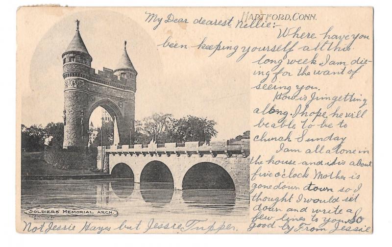 CT Hartford Soldiers Memorial Arch Vintage Albertype 1906 UDB Postcard